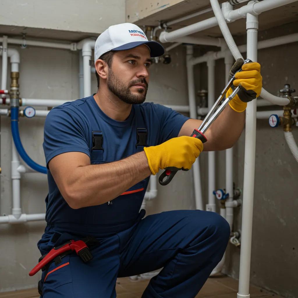 Skilled plumber fixing a pipe in a home, highlighting emergency plumbing services