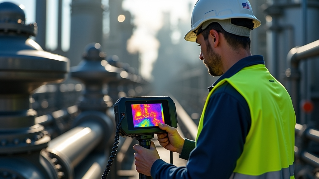 A close-up image showing a technician in a reflective safety vest