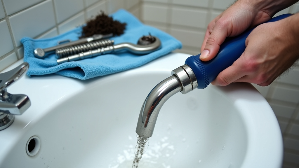 A close-up photograph capturing a plumber's hands